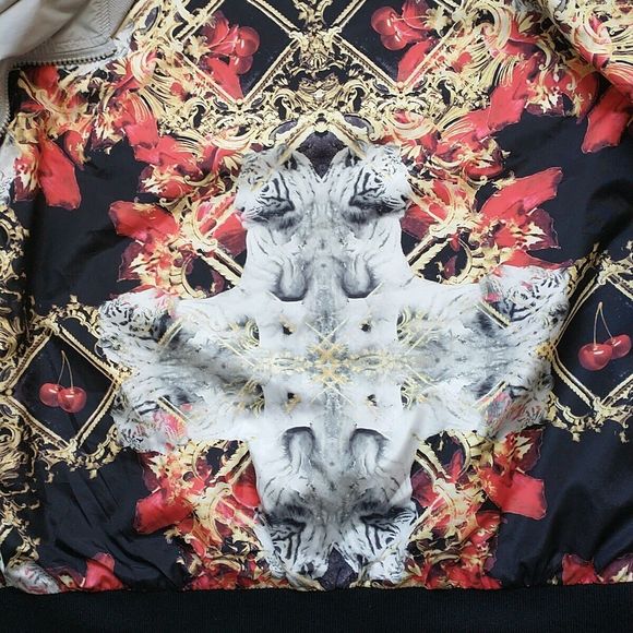 Emporio Milano Bomber Jacket Men M/S* Multicolor Reversible Graphic Animal Print - Picture 3 of 10